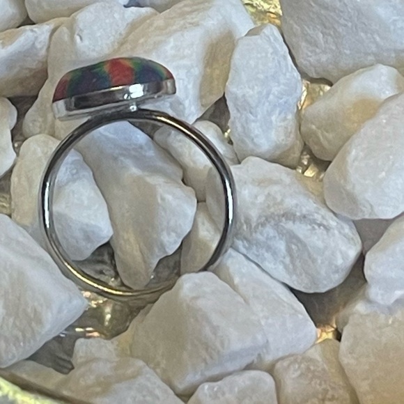 Ying Yang Rainbow circa 1970s Adjustable Vintage Silver Ring for Finger or Toe - Picture 12 of 16